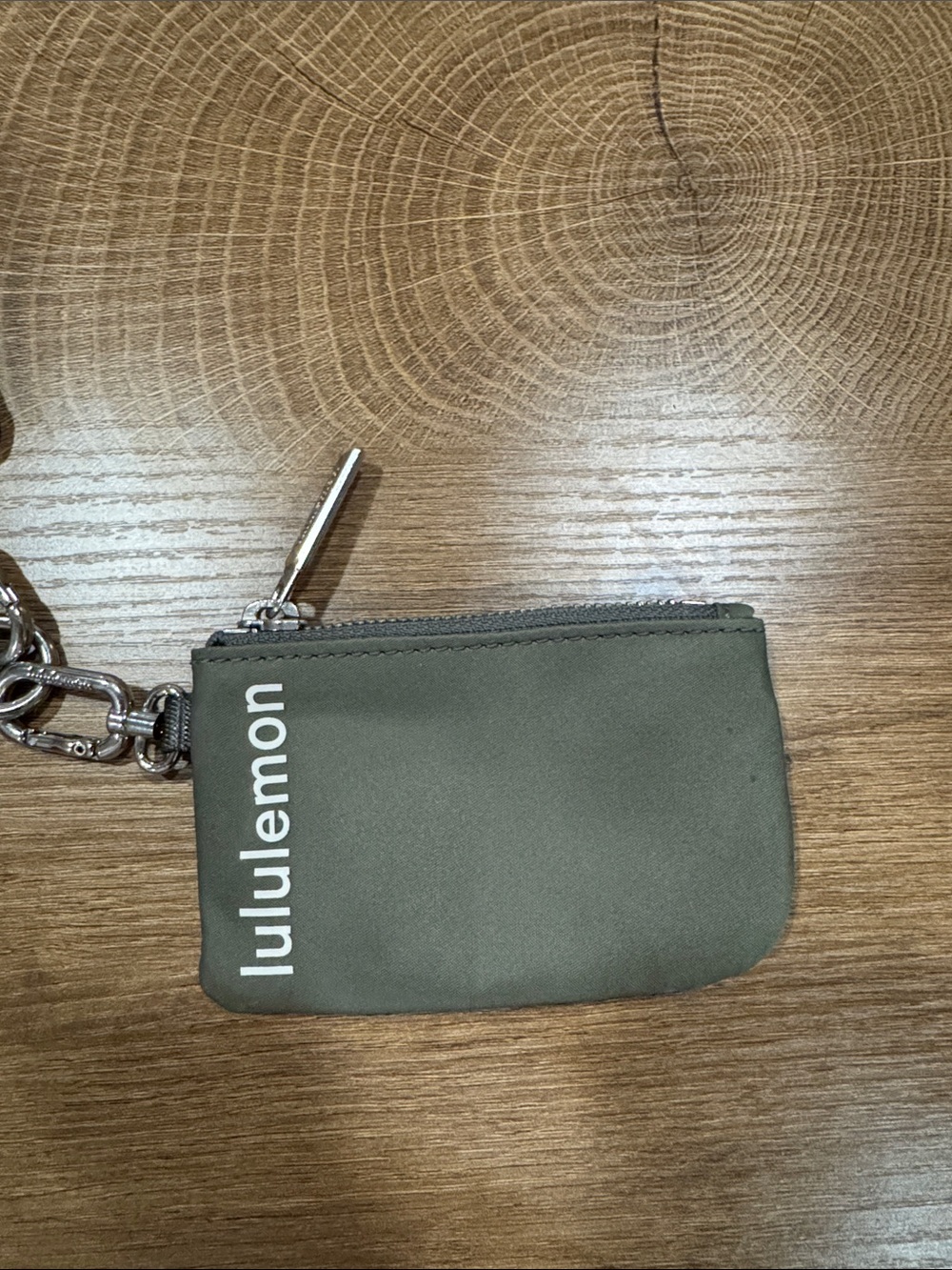 lululemon athletica Olive Green Zip Key Pouch with Clip